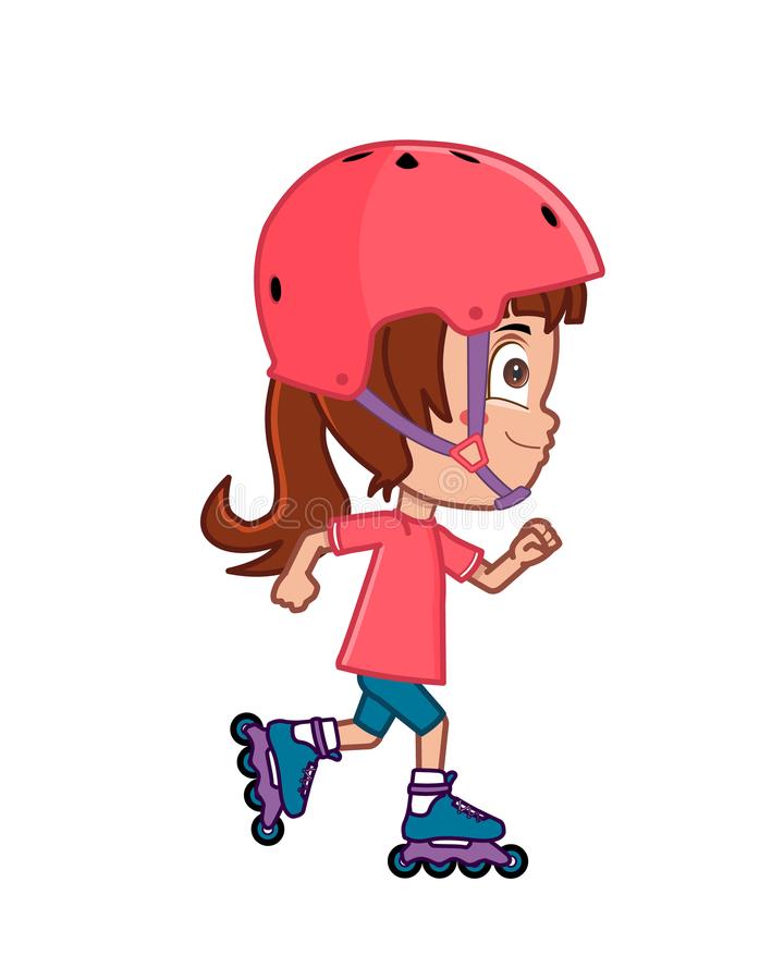 little girl roller skating young cute pink helmet 112218350