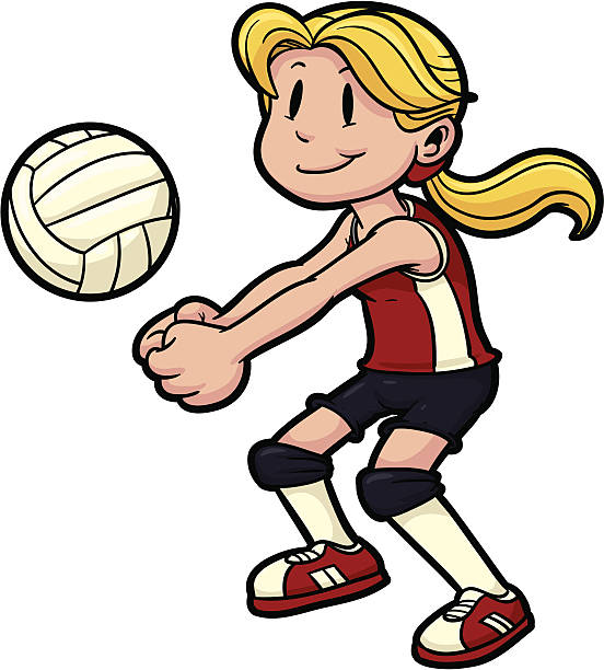 Girl playing volleyball. Girl and volleyball on separate layers for easy editing.